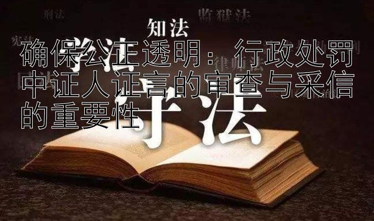 确保公正透明：行政处罚中证人证言的审查与采信的重要性