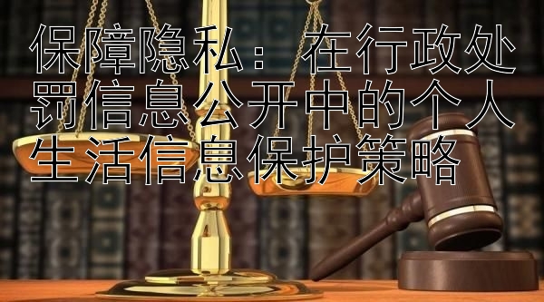 保障隐私：在行政处罚信息公开中的个人生活信息保护策略