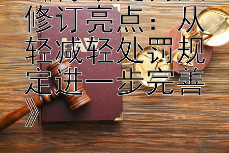 《行政处罚法修订亮点：从轻减轻处罚规定进一步完善》