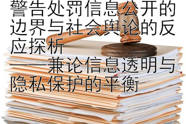 警告处罚信息公开的边界与社会舆论的反应探析  
——兼论信息透明与隐私保护的平衡