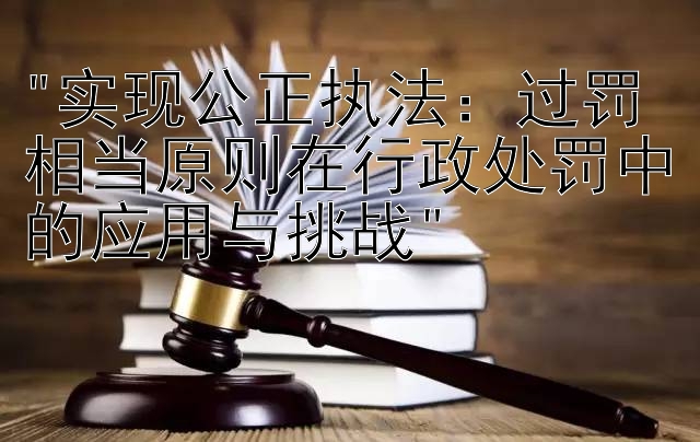 实现公正执法：过罚相当原则在行政处罚中的应用与挑战