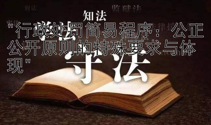 行政处罚简易程序：公正公开原则的特殊要求与体现