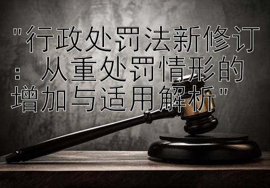 行政处罚法新修订：从重处罚情形的增加与适用解析